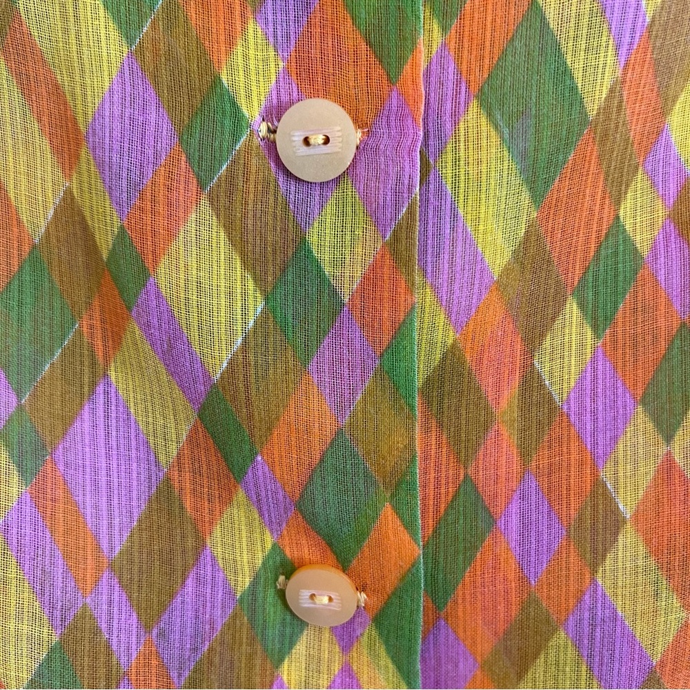 Vintage Diamond Pattern Sheer Button Up - Picture 6 of 16